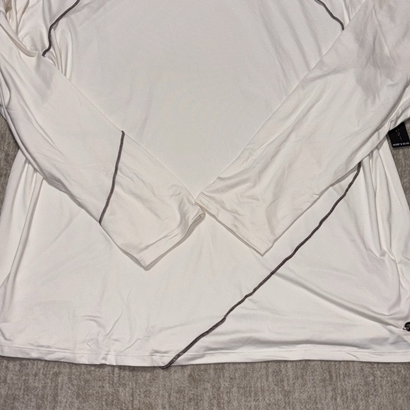 NWT 3X Tahari long sleeve tunic tee cream and brown ringer round collar light - Picture 3 of 6